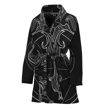 Black And White Libra Sign Print Women's Bathrobe