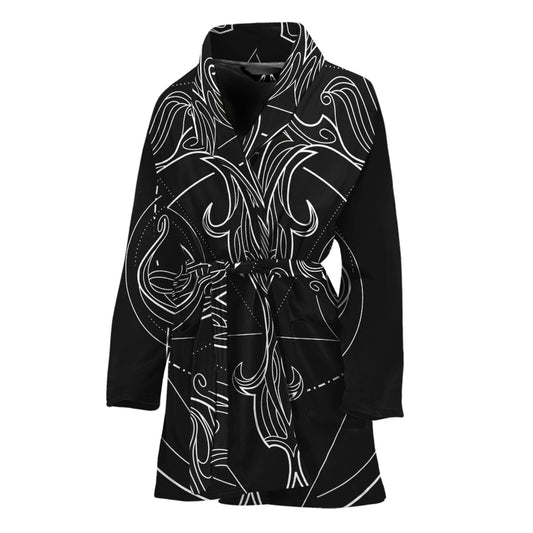 Black And White Libra Sign Print Women's Bathrobe