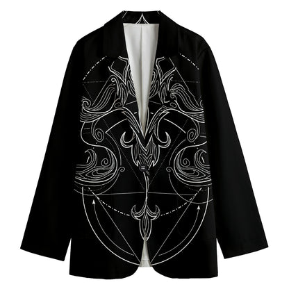 Black And White Libra Sign Print Women's Blazer