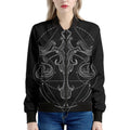 Black And White Libra Sign Print Women's Bomber Jacket
