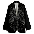 Black And White Libra Sign Print Women's Cotton Blazer