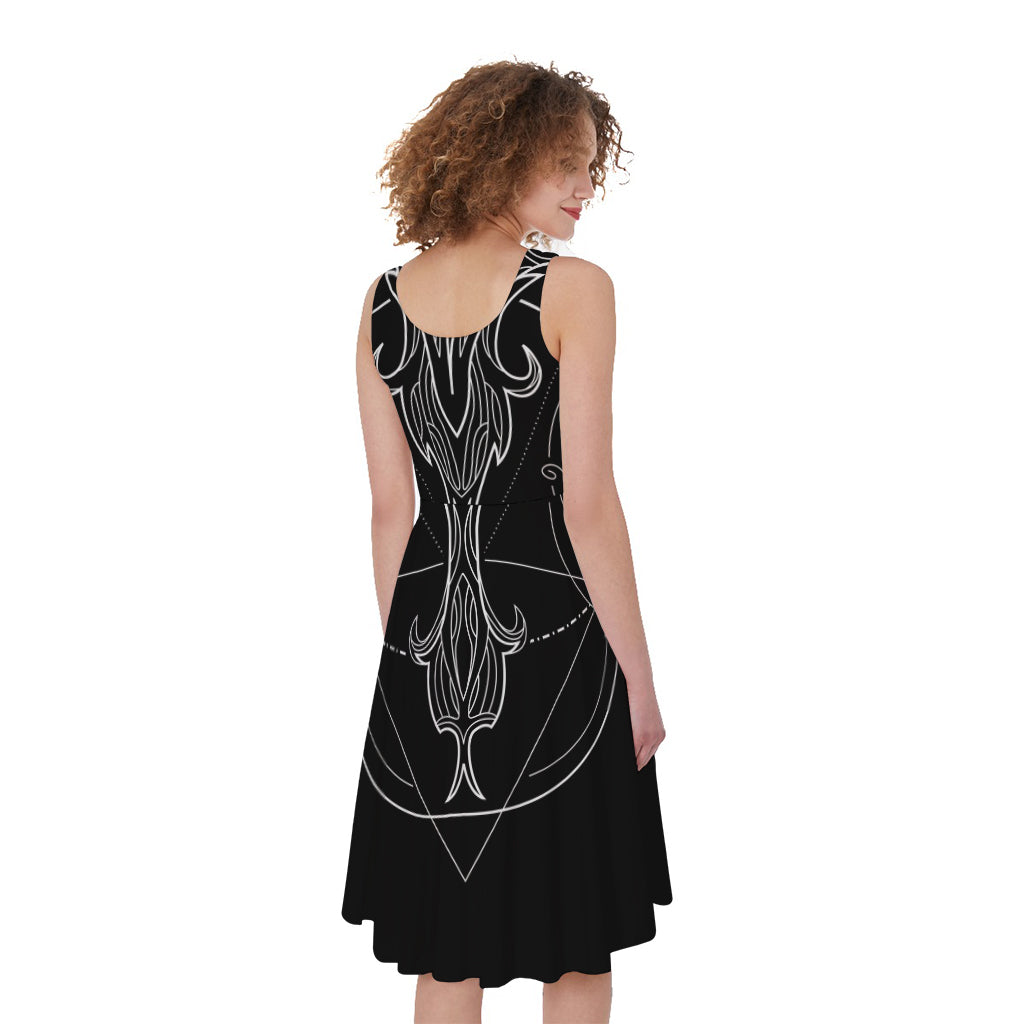Black And White Libra Sign Print Women's Sleeveless Dress