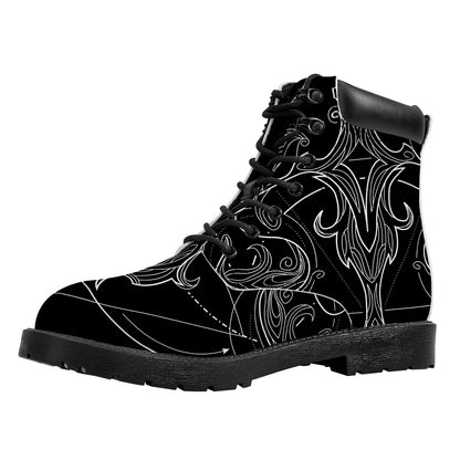 Black And White Libra Sign Print Work Boots