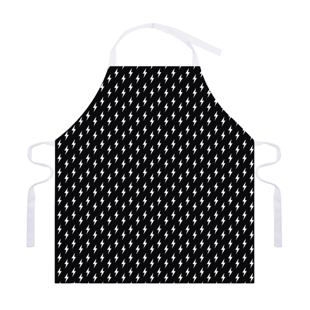 Black And White Lightning Pattern Print Adjustable Apron