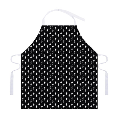 Black And White Lightning Pattern Print Adjustable Apron