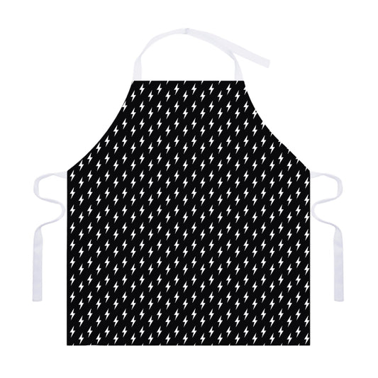 Black And White Lightning Pattern Print Adjustable Apron