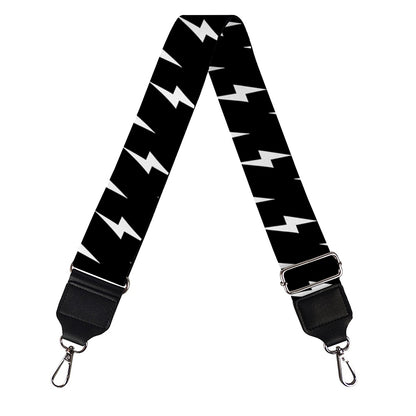 Black And White Lightning Pattern Print Bag Strap