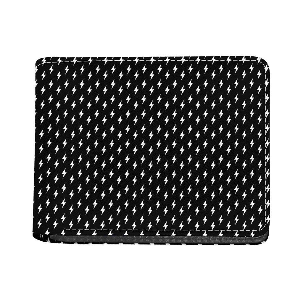 Black And White Lightning Pattern Print Bifold Wallet