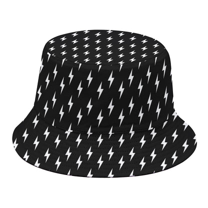 Black And White Lightning Pattern Print Bucket Hat