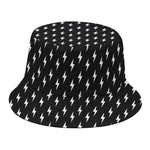 Black And White Lightning Pattern Print Bucket Hat
