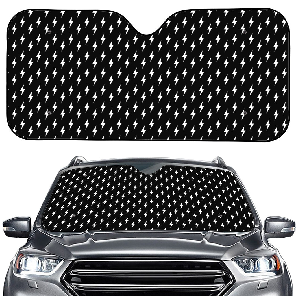 Black And White Lightning Pattern Print Car Windshield Sun Shade