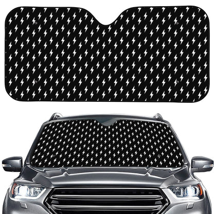 Black And White Lightning Pattern Print Car Windshield Sun Shade