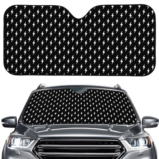 Black And White Lightning Pattern Print Car Windshield Sun Shade