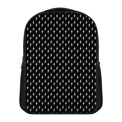 Black And White Lightning Pattern Print Casual Backpack