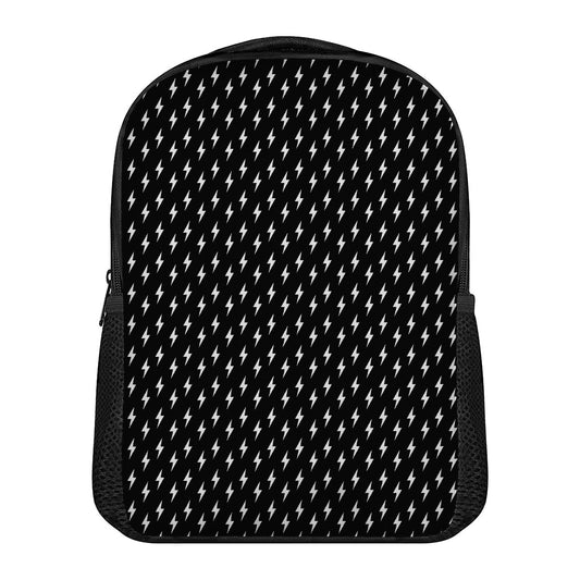 Black And White Lightning Pattern Print Casual Backpack