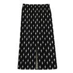 Black And White Lightning Pattern Print Cotton Front Slit Maxi Skirt