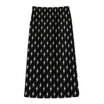 Black And White Lightning Pattern Print Cotton Front Slit Maxi Skirt