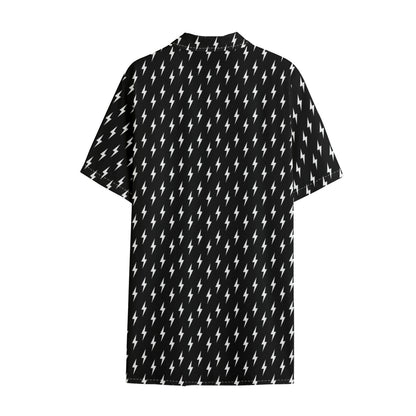 Black And White Lightning Pattern Print Cotton Hawaiian Shirt