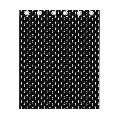 Black And White Lightning Pattern Print Curtain