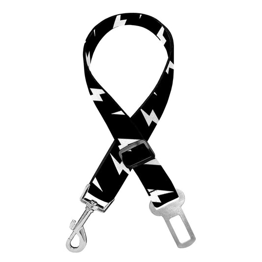 Black And White Lightning Pattern Print Dog Seat Belt