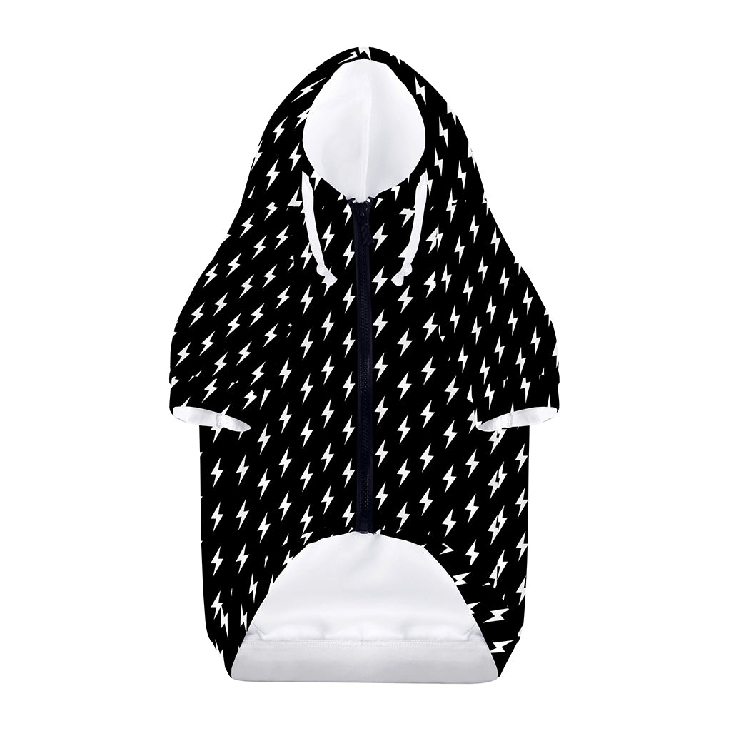 Black And White Lightning Pattern Print Dog Zip Up Hoodie