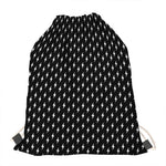 Black And White Lightning Pattern Print Drawstring Bag