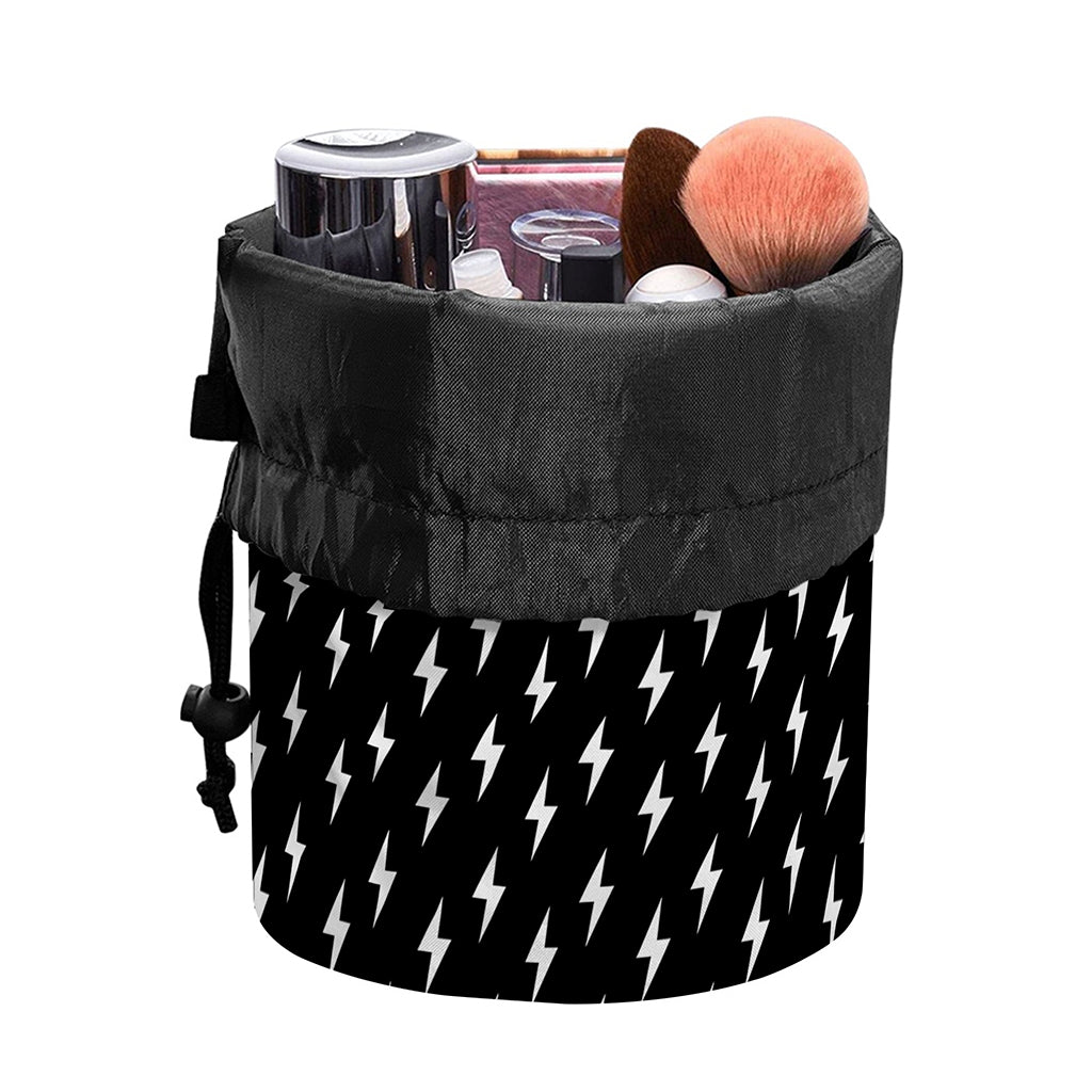 Black And White Lightning Pattern Print Drawstring Makeup Bag