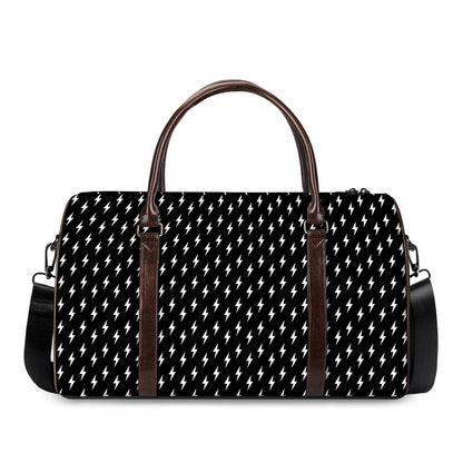 Black And White Lightning Pattern Print Duffle Bag