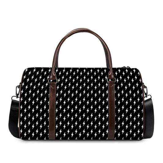 Black And White Lightning Pattern Print Duffle Bag