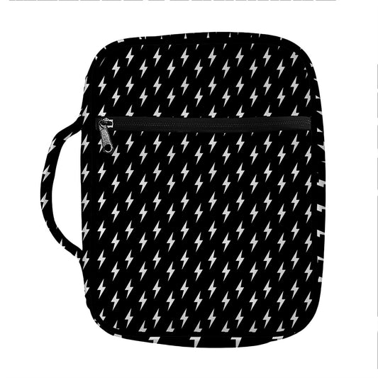 Black And White Lightning Pattern Print Front Pocket Bible Bag