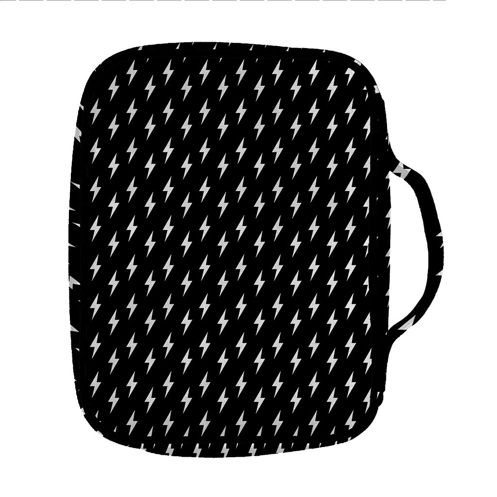 Black And White Lightning Pattern Print Front Pocket Bible Bag