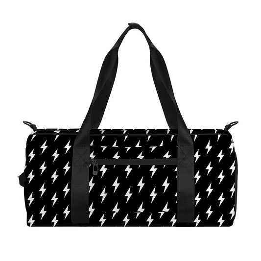 Black And White Lightning Pattern Print Gym Bag