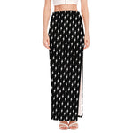 Black And White Lightning Pattern Print High Slit Maxi Skirt