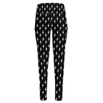Black And White Lightning Pattern Print High-Waisted Pocket Leggings