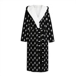 Black And White Lightning Pattern Print Hooded Bathrobe