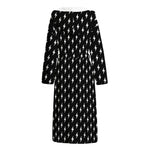 Black And White Lightning Pattern Print Hooded Bathrobe