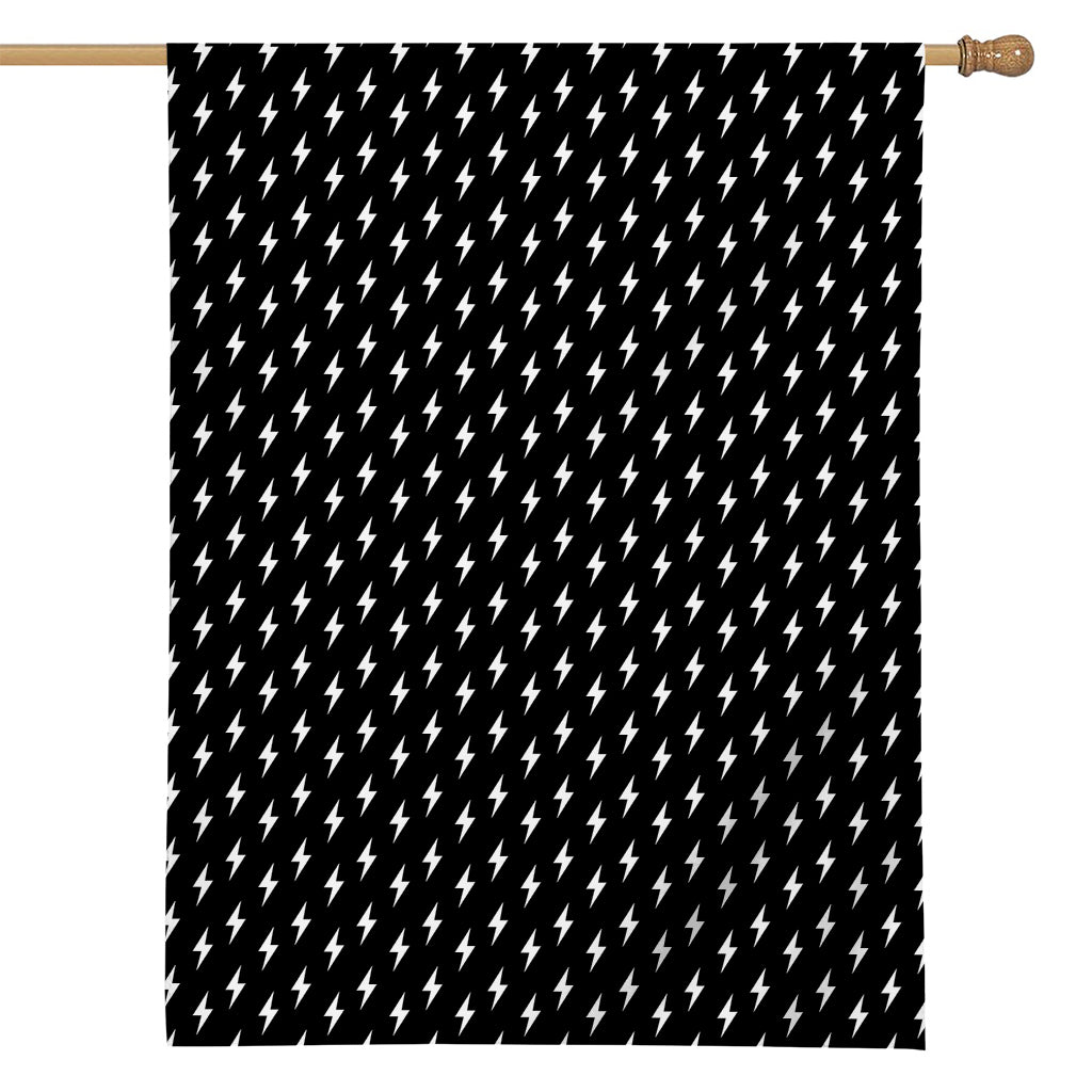 Black And White Lightning Pattern Print House Flag