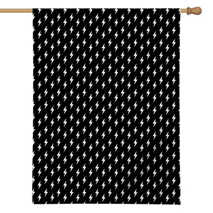 Black And White Lightning Pattern Print House Flag