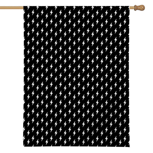 Black And White Lightning Pattern Print House Flag