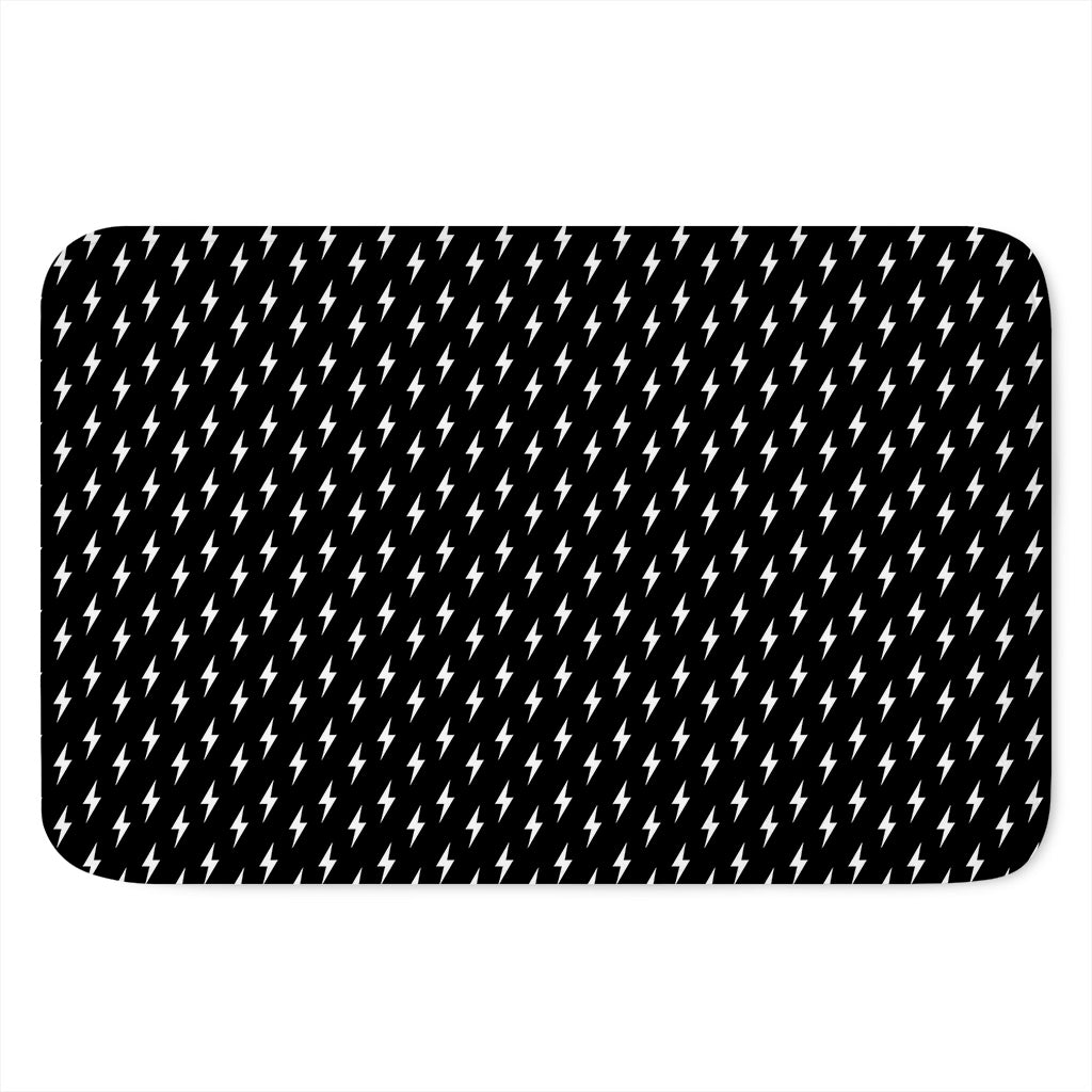 Black And White Lightning Pattern Print Indoor Door Mat