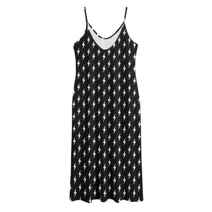 Black And White Lightning Pattern Print Jersey Midi Cami Dress
