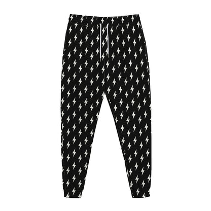 Black And White Lightning Pattern Print Jogger Pants