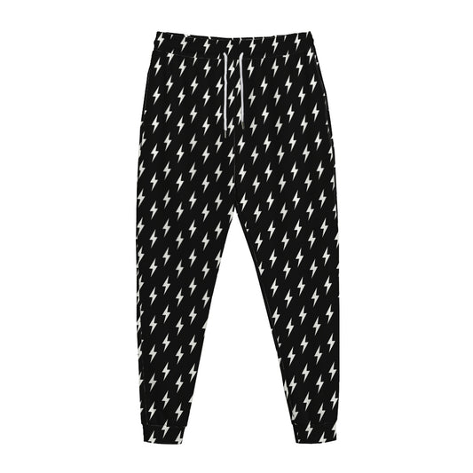 Black And White Lightning Pattern Print Jogger Pants