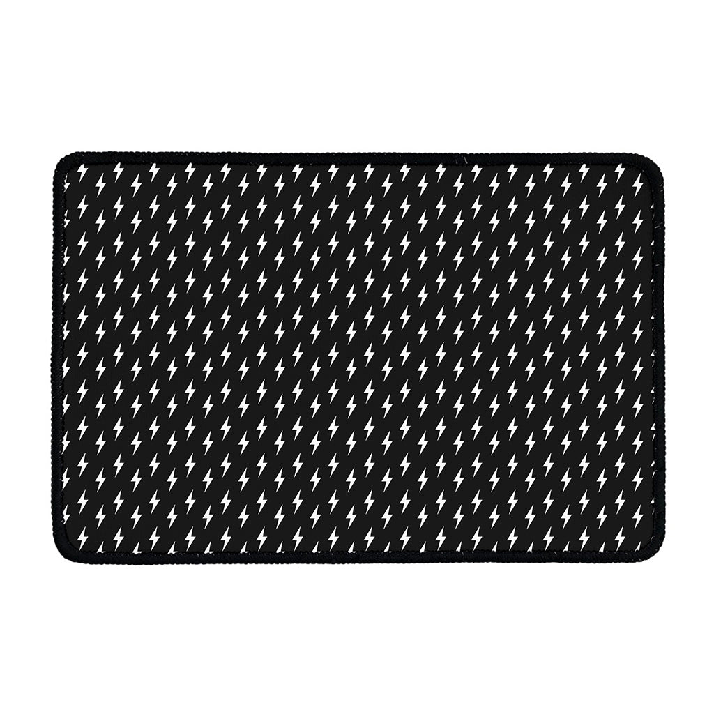 Black And White Lightning Pattern Print Kitchen Mat