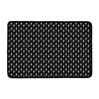 Black And White Lightning Pattern Print Kitchen Mat