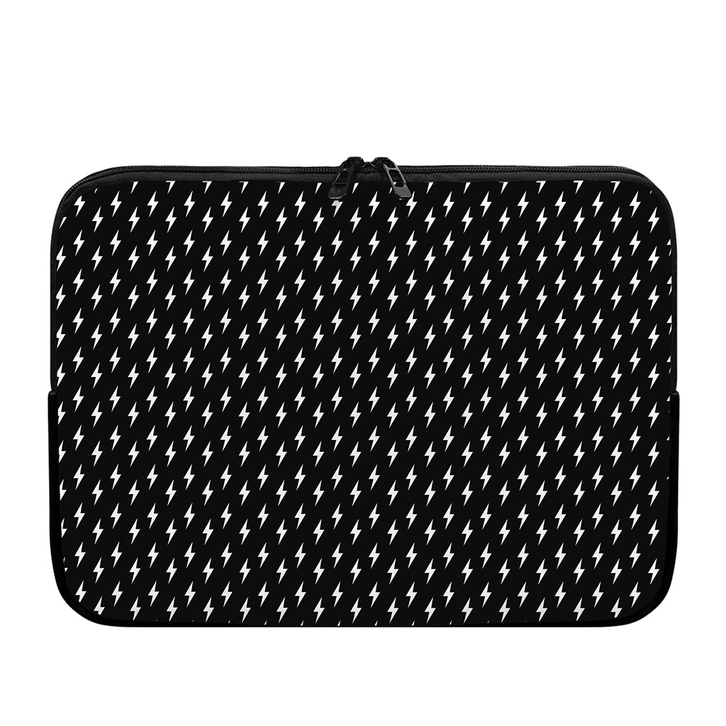 Black And White Lightning Pattern Print Laptop Sleeve