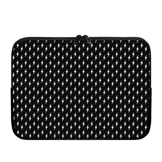 Black And White Lightning Pattern Print Laptop Sleeve