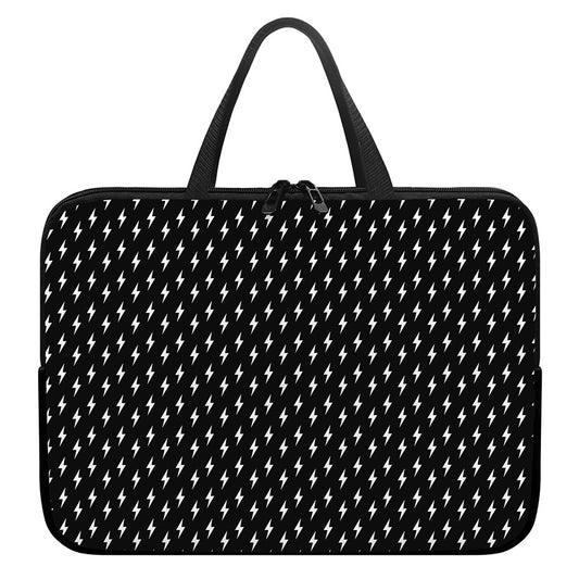 Black And White Lightning Pattern Print Laptop Sleeve With Handle