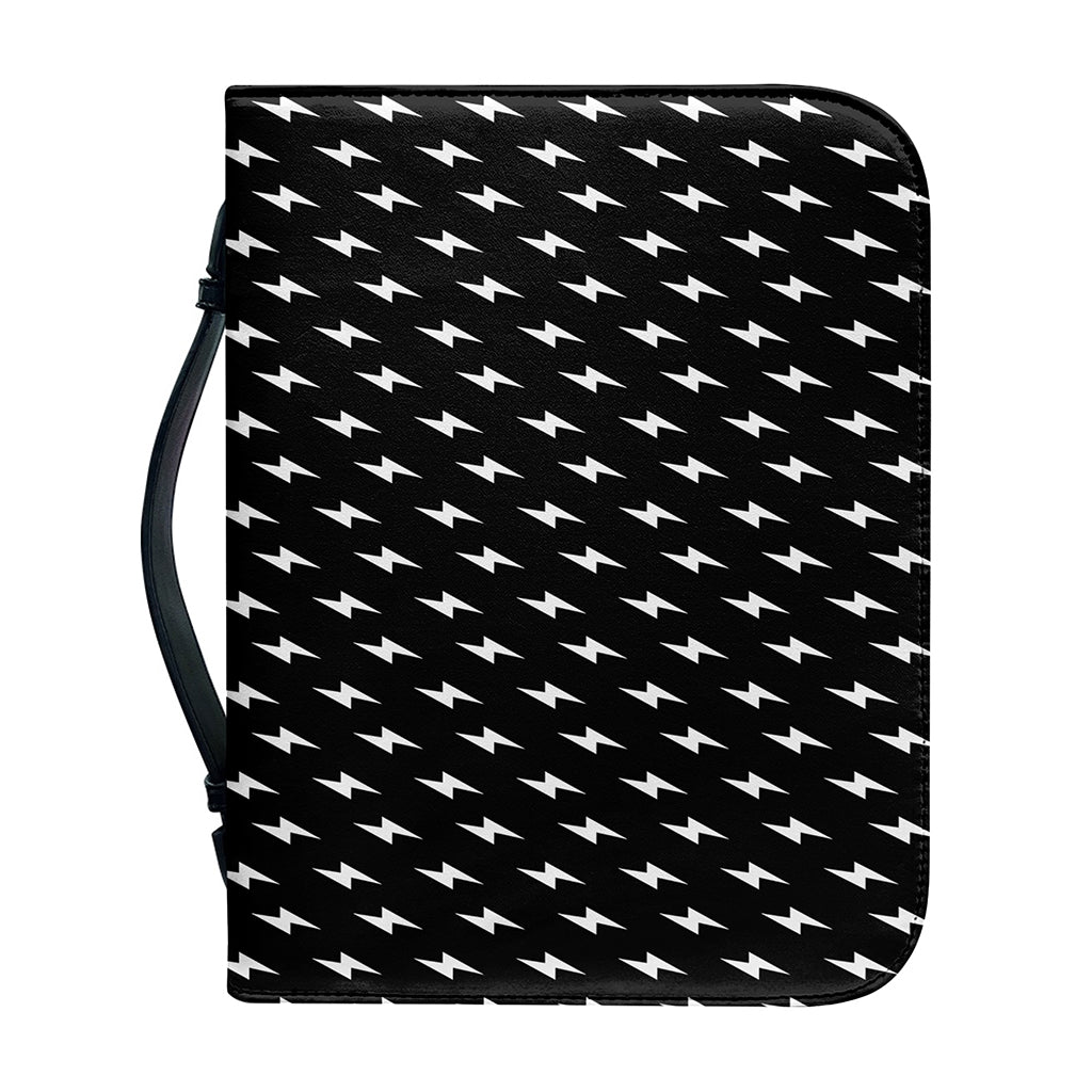 Black And White Lightning Pattern Print Leather Bible Cover