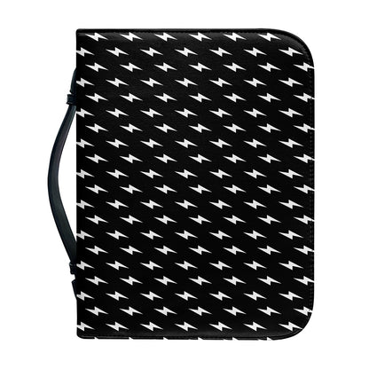 Black And White Lightning Pattern Print Leather Bible Cover